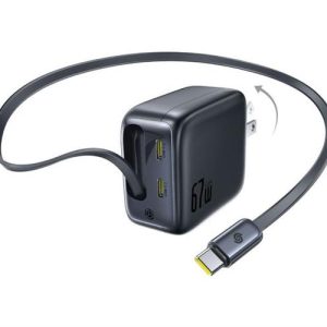 Bộ sạc nhanh 3 cổng Type-C PD 67W Baseus EnerCore CJ11 E0120H kèm cáp dây rút Type C